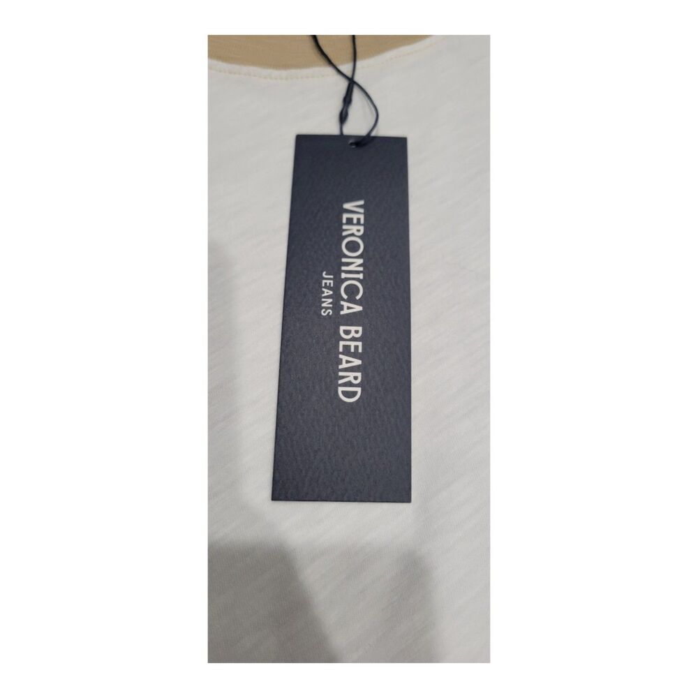 Veronica Beard White and Tan Long Sleeve Tee - Picture 5 of 14